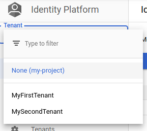 Menu a discesa Multi-tenancy