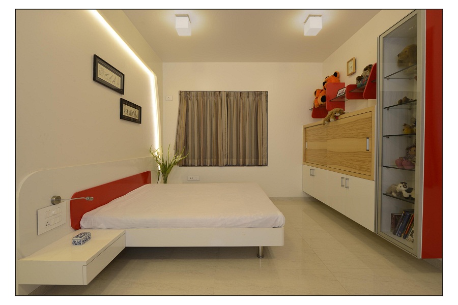 Modern Children's Bedroom Features a White Bed