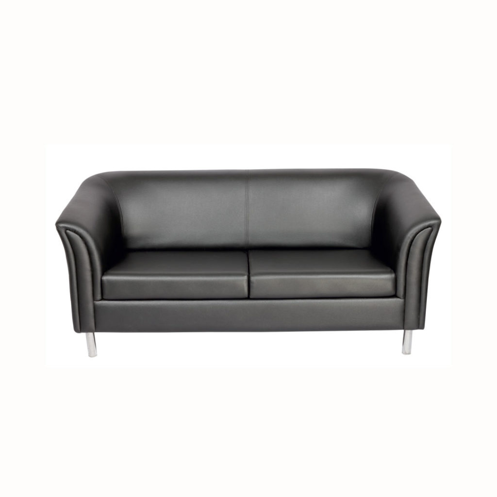 Modern-Style Black Leather Sofa with a Smooth Texture