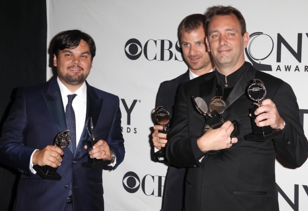 Robert Lopez, Matt Stone & Trey Parker in the Press Room at The 65th Annual Tony Awar Photo