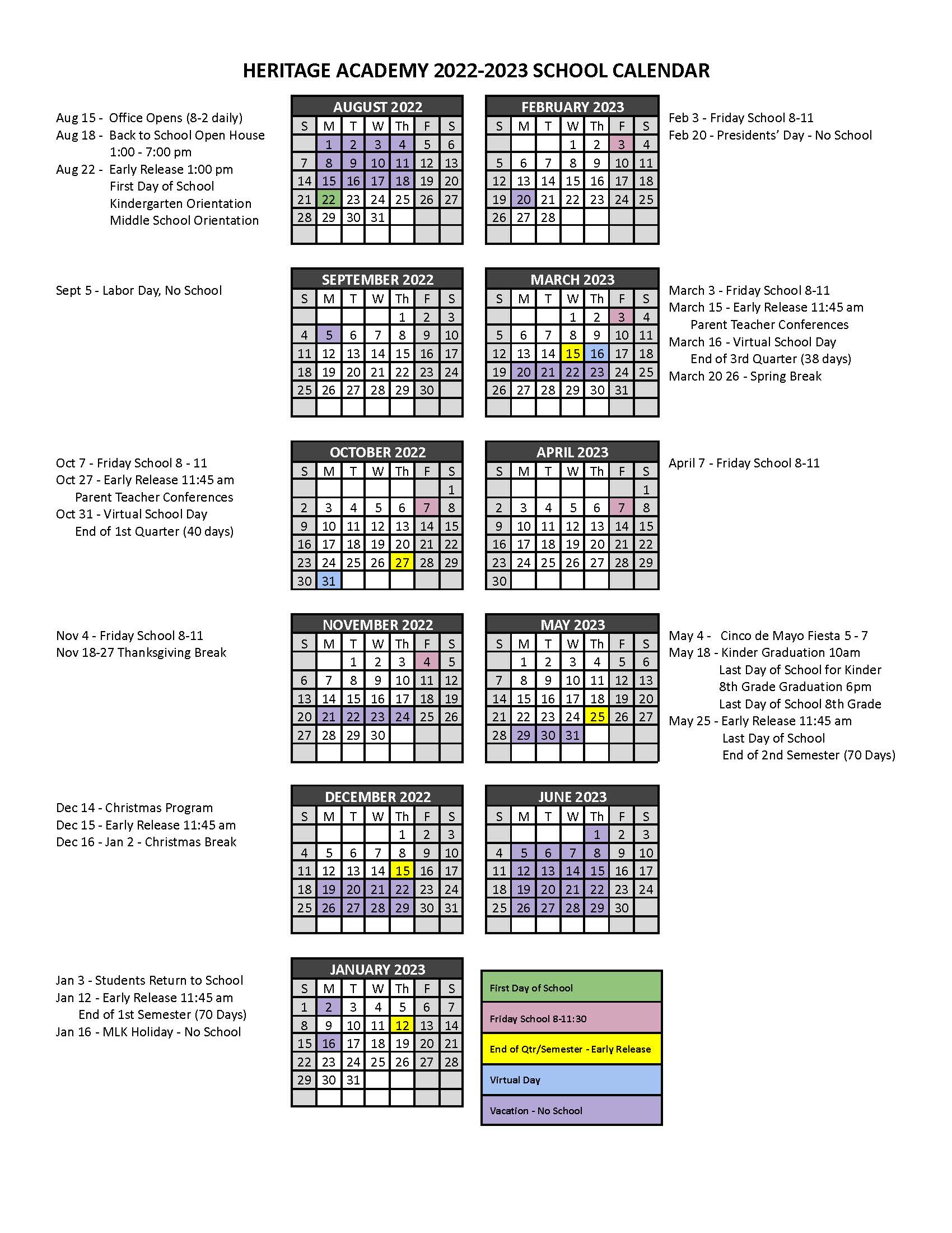 Calendar | Heritage Academy