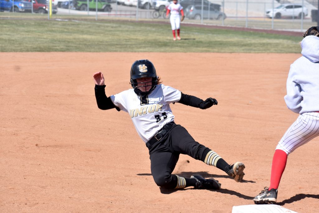 Union’s Josie Prevedel sliding onto base