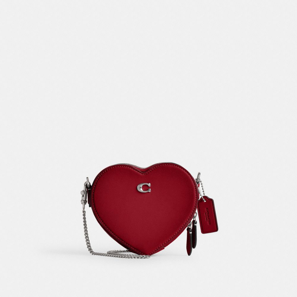 COACH®,Heart Crossbody Bag 14,Leather,Crossbody,Metal,Logo,Gold Metal,Day Party,,Front View