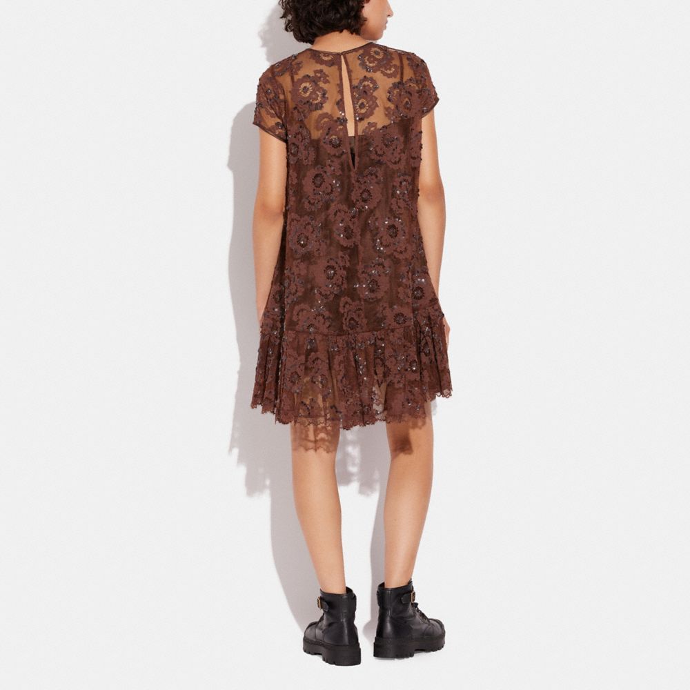 COACH®,Short Sleeve Lace Dress,,Scale View