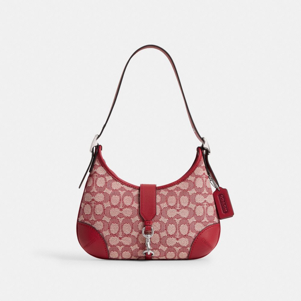 COACH®,Hamptons Hobo Bag In Signature Textile Jacquard,,Front View