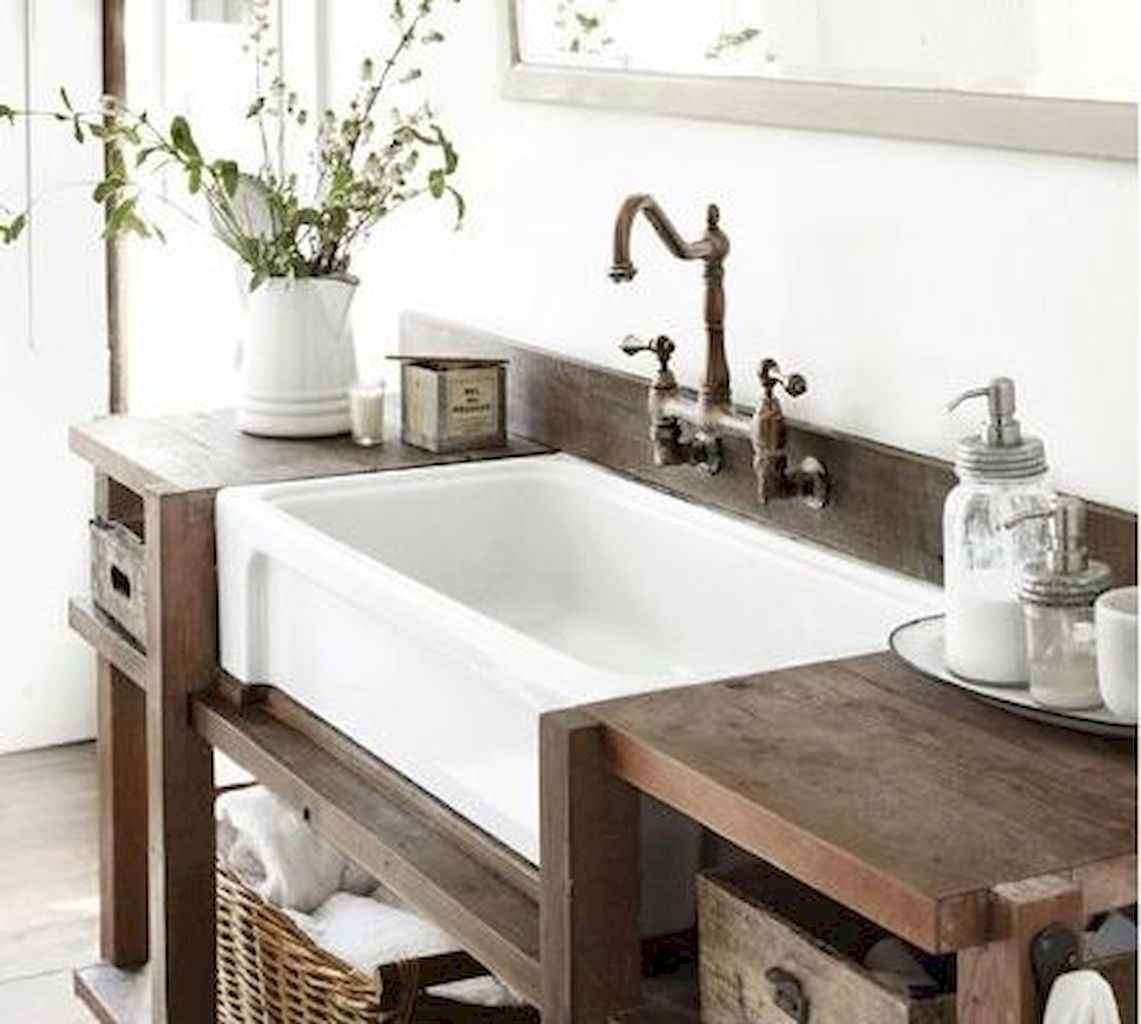 50 Stunning Farmhouse Bathroom Vanity Decor Ideas (122)