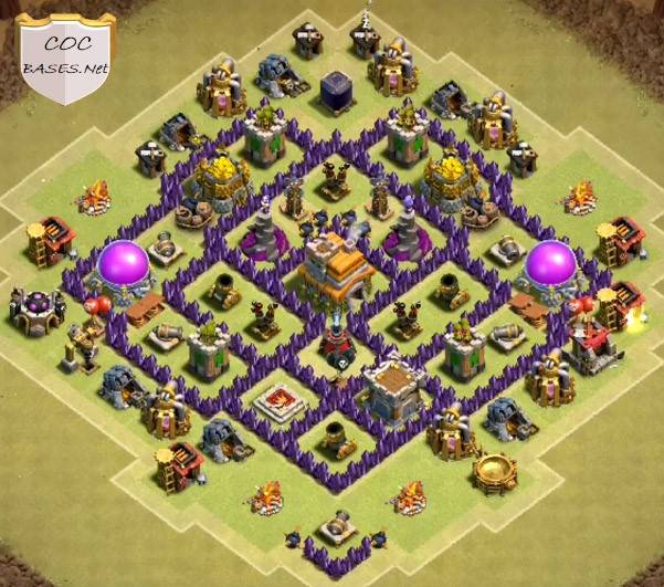 Town Hall 7 War Base Anti Dragons