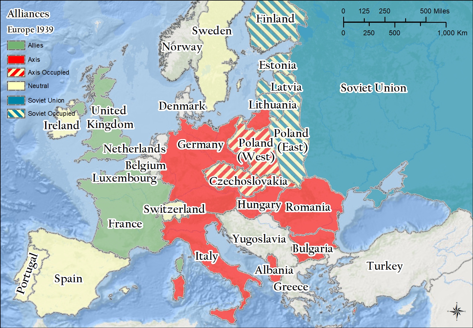 Ww2 Map Of Europe Allies And Axis - Alysia Margeaux