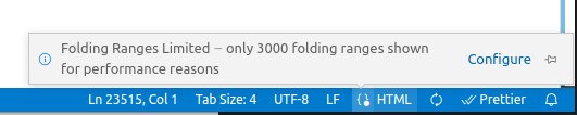 Folding limit warning in the language status