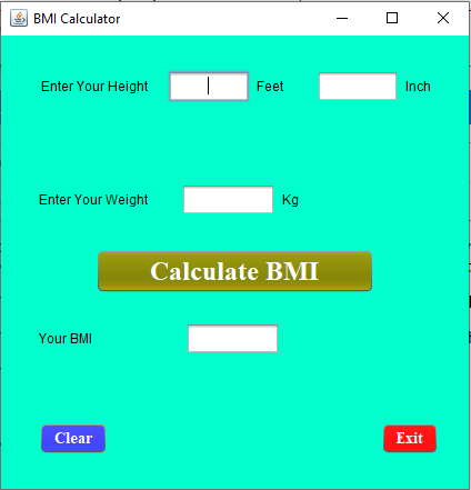 BMI Calculator Application using Java | mahendra591999