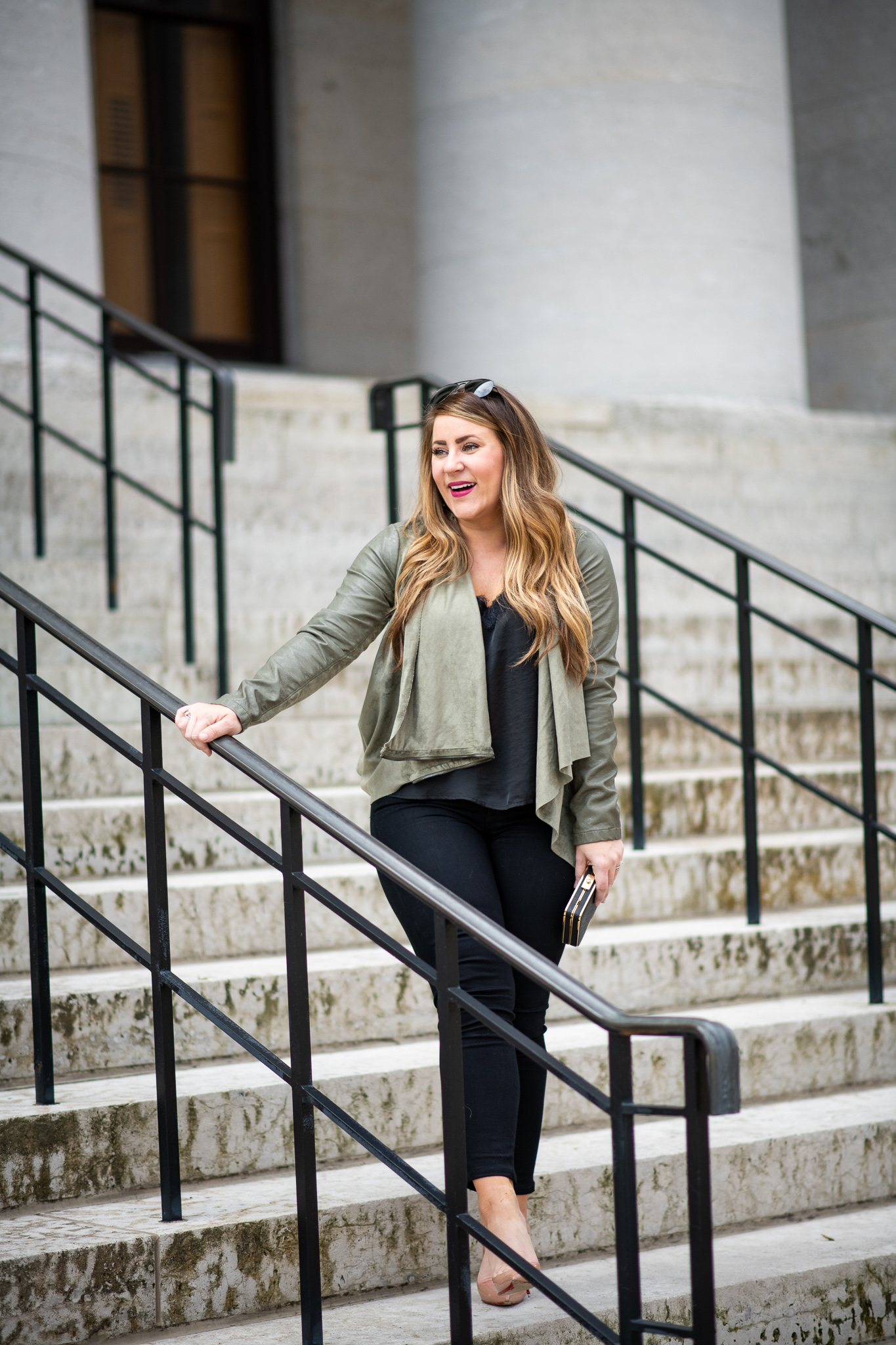 Anthropologie | Fashion | Comfortable Olive Green Suede Jacket featured by top Ohio fashion blog Coffee Beans and Bobby Pins