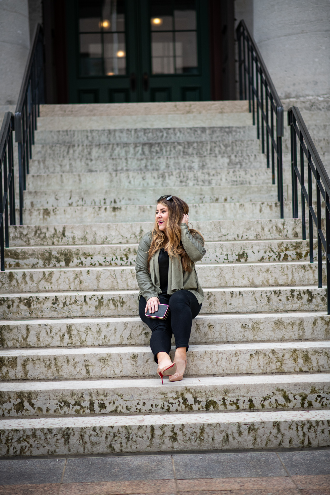 Anthropologie | Fashion | Comfortable Olive Green Suede Jacket featured by top Ohio fashion blog Coffee Beans and Bobby Pins