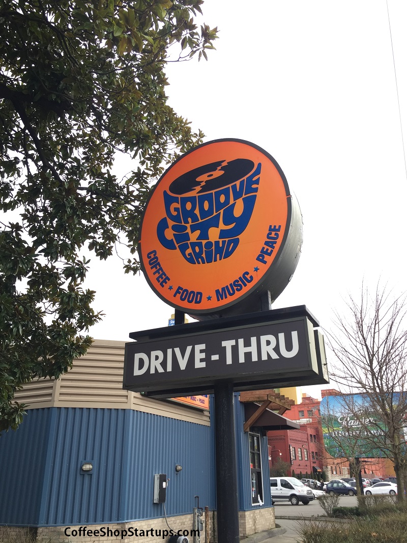 Drive thru coffee shop exterior sign