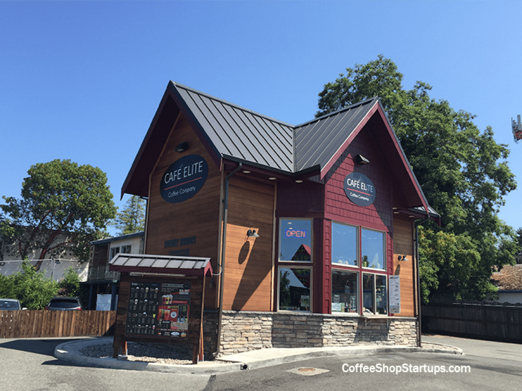 A drive-thru coffee stand starts the day with coffee