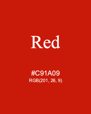 Red, hex code is #C91A09, and value of RGB is (201, 26, 9). Lego colors. Download palettes, patterns and gradients colors of Red.