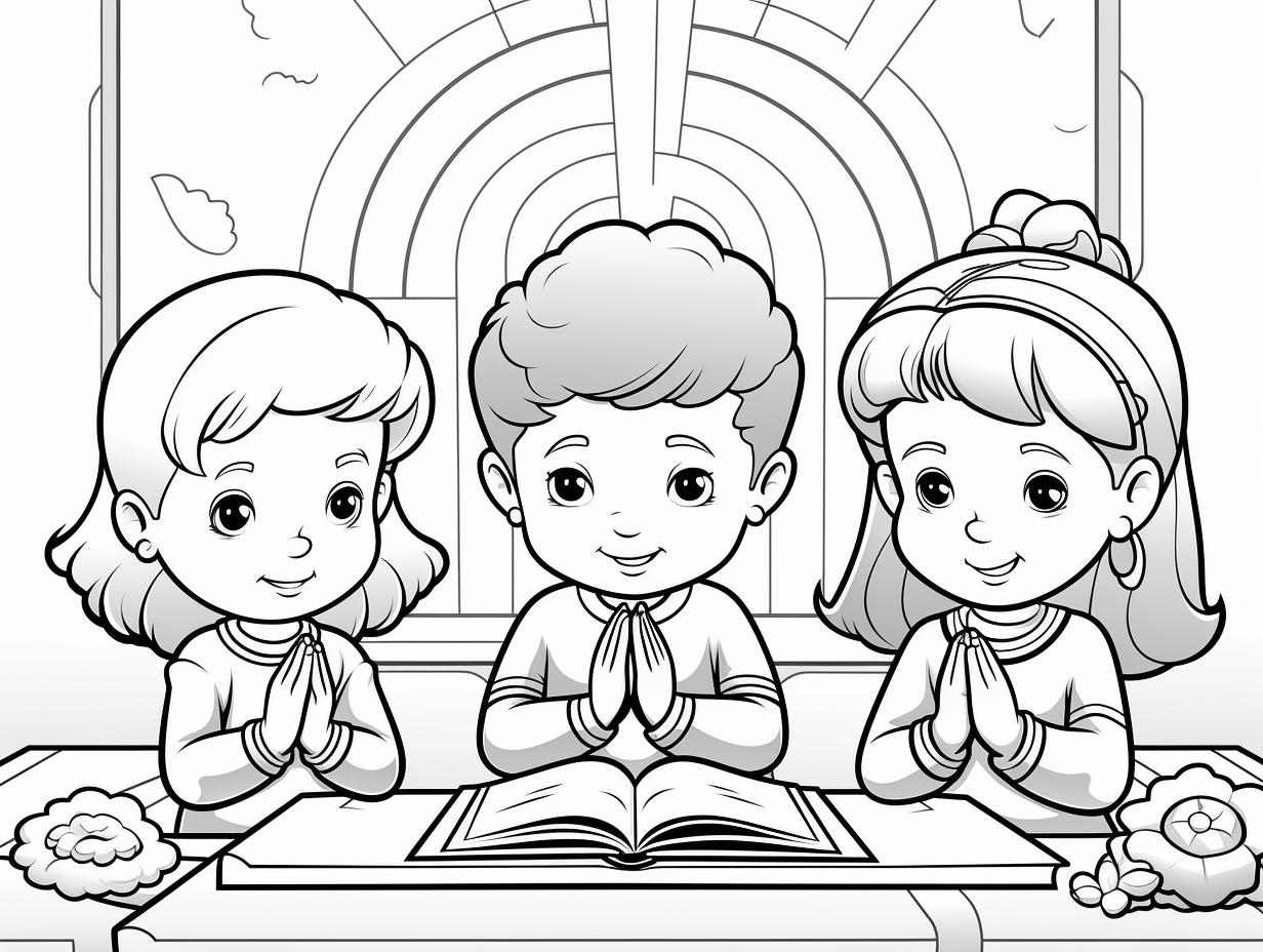 Beautiful Sunday School Prayer Coloring - Coloring Page