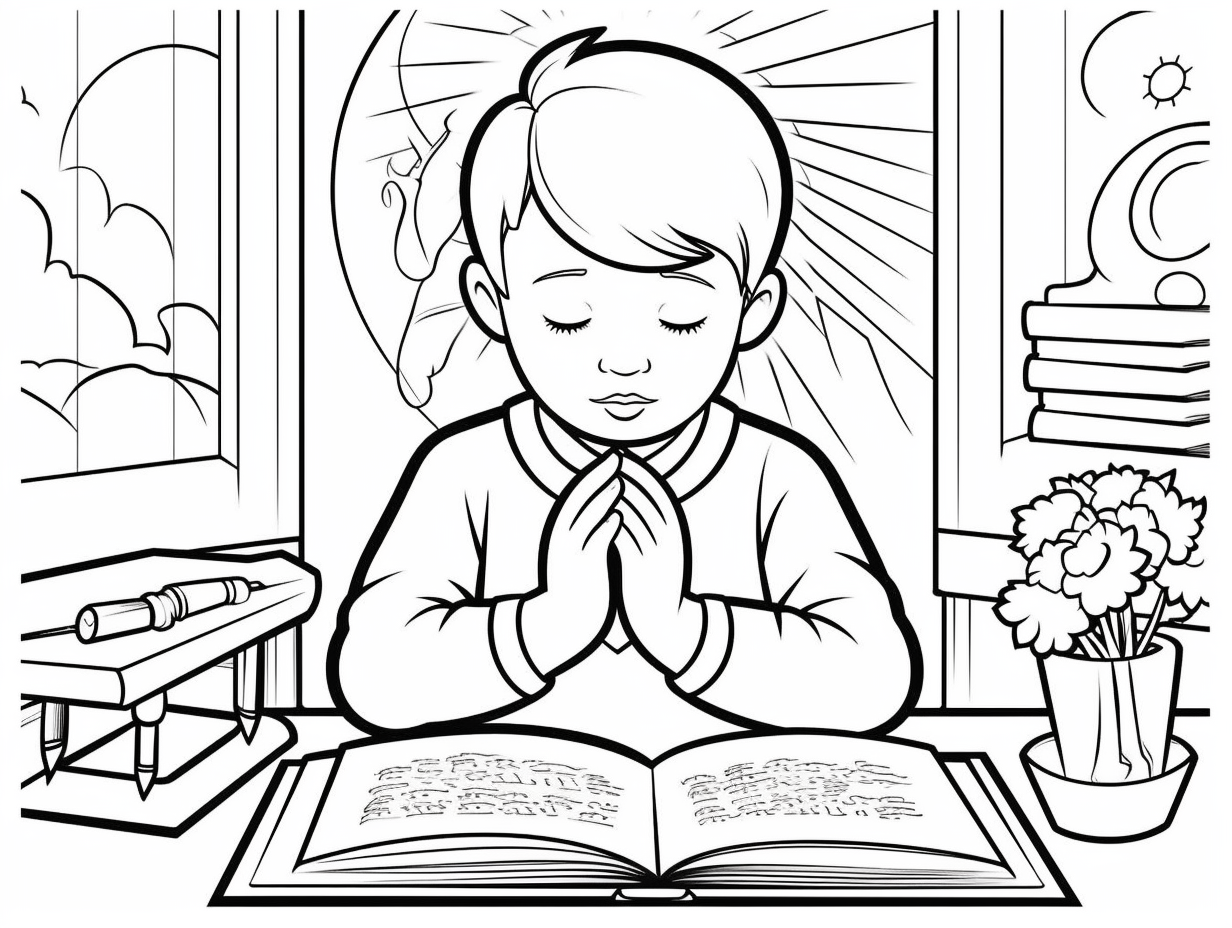 Sunday School Prayer Coloring Page - Coloring Page