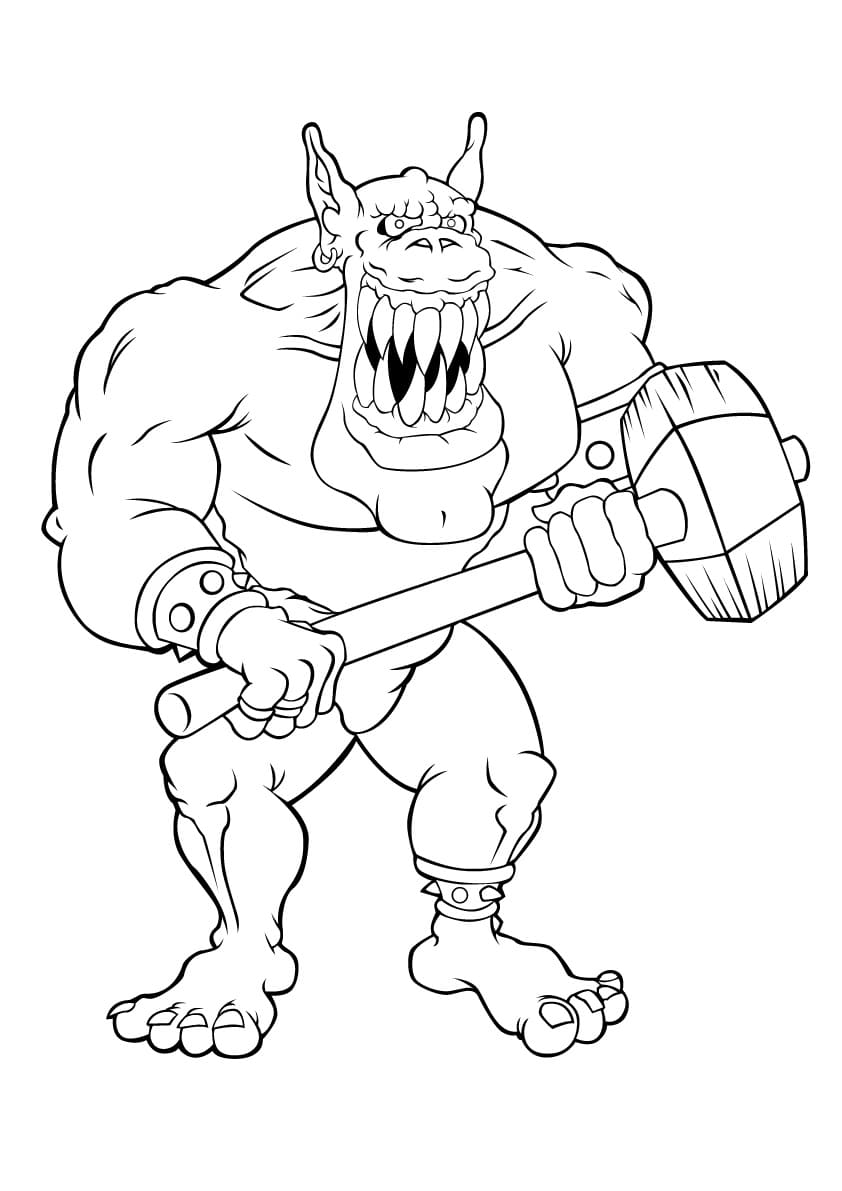 Ogre avec un Marteau coloring page