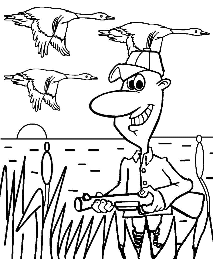 Coloriage Canards chasseurs