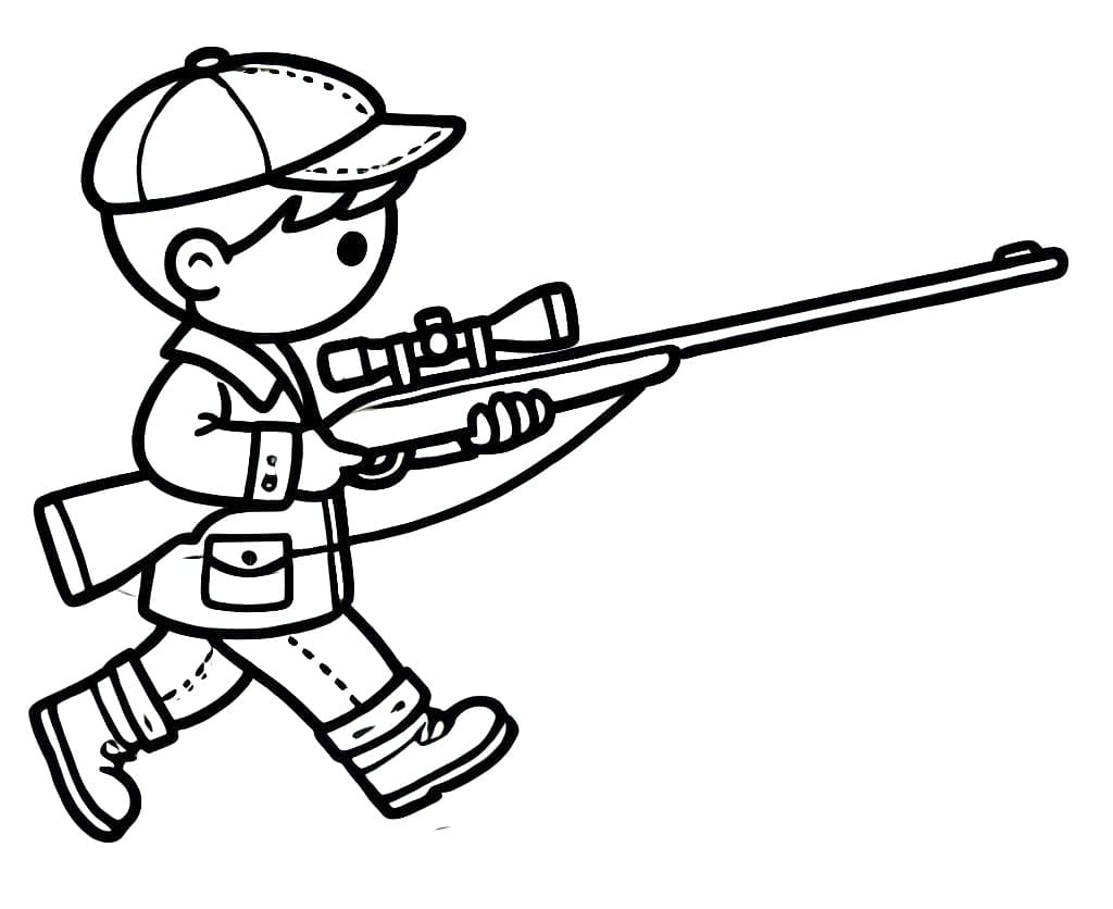 Coloriage Chasseur Gratuit Pour les Enfants