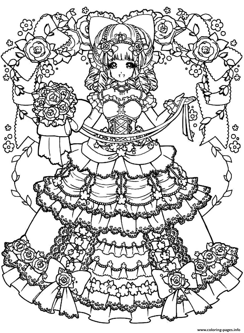 Gambar Adult Childhood Manga Girl Dress Coloring Pages Printable Adults ...