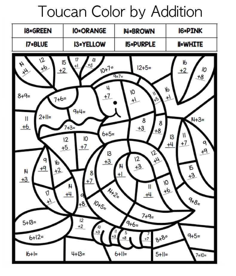 Easy and Simple Toucan Coloring by Number - Download, Print Now!