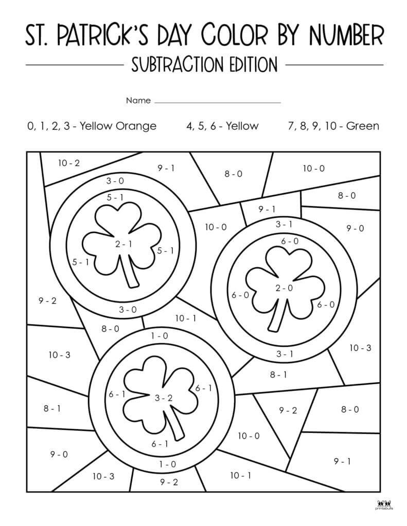 Coins From St. Patrick’s Day Color By Number Color By Number