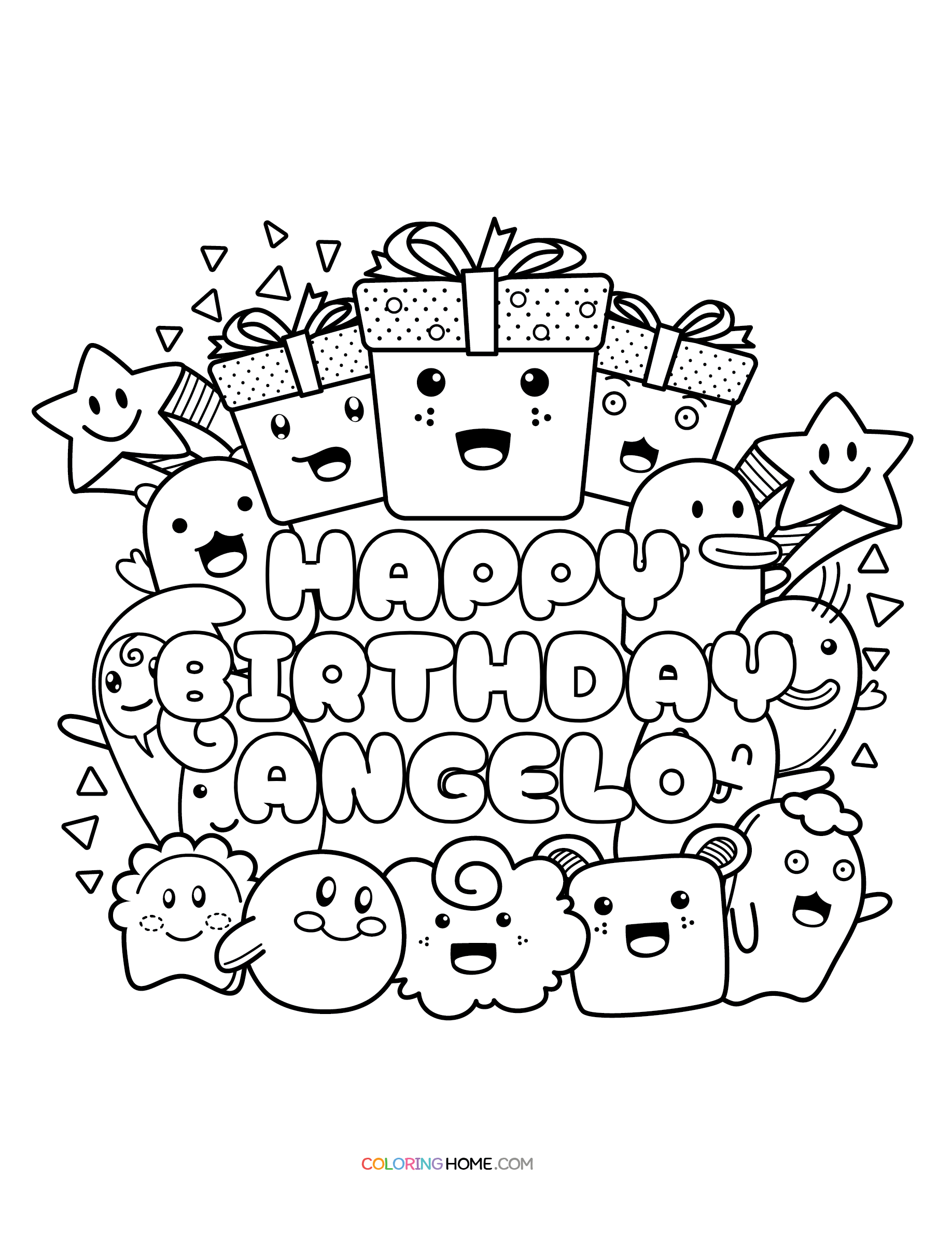 Happy Birthday Angelo coloring page