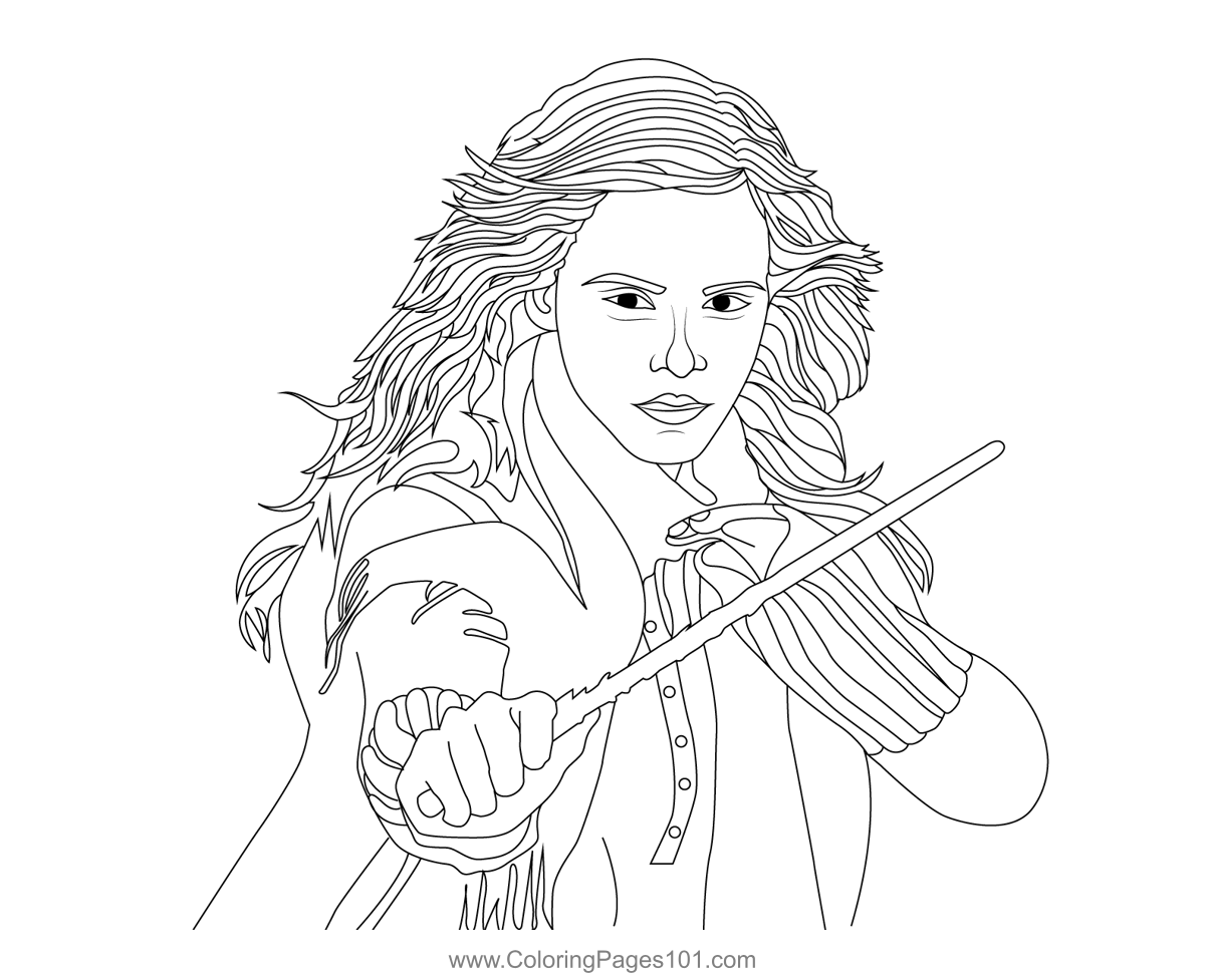 Hermione Granger Wand Harry Potter Coloring Page For Kids Harry Potter ...