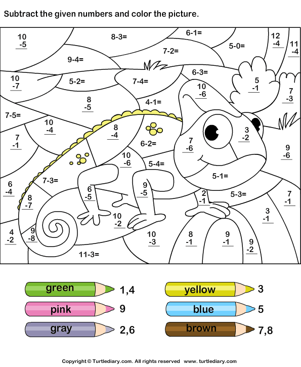 Subtraction Color By Number Printable