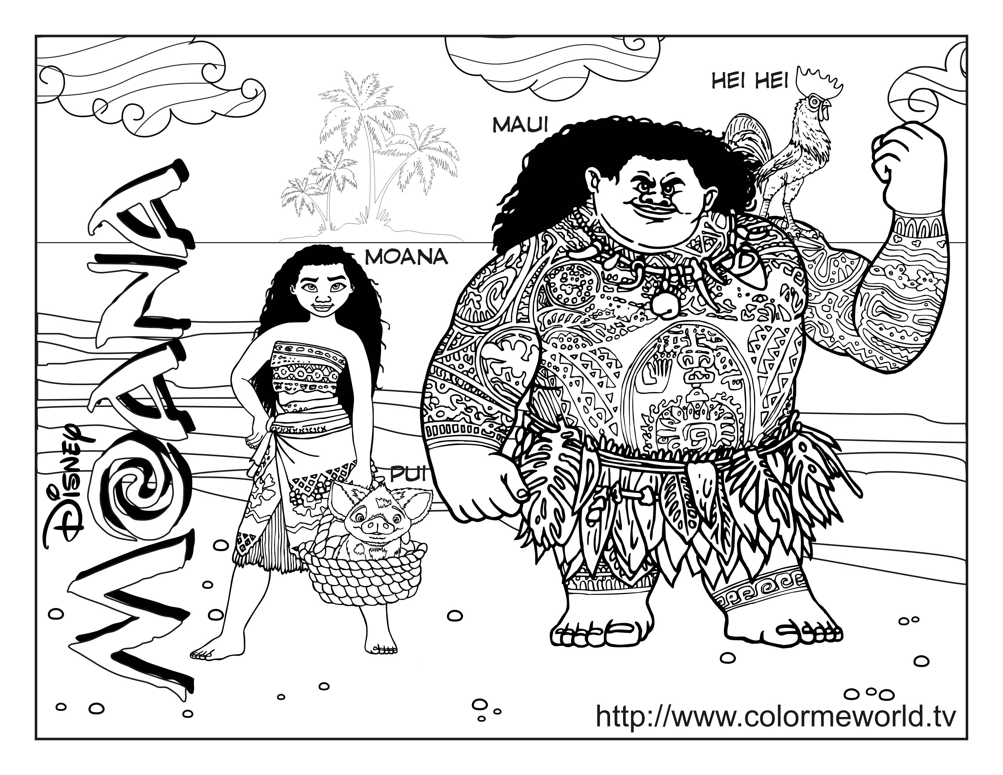 Moana Hei Hei Coloring Pages Coloring Pages