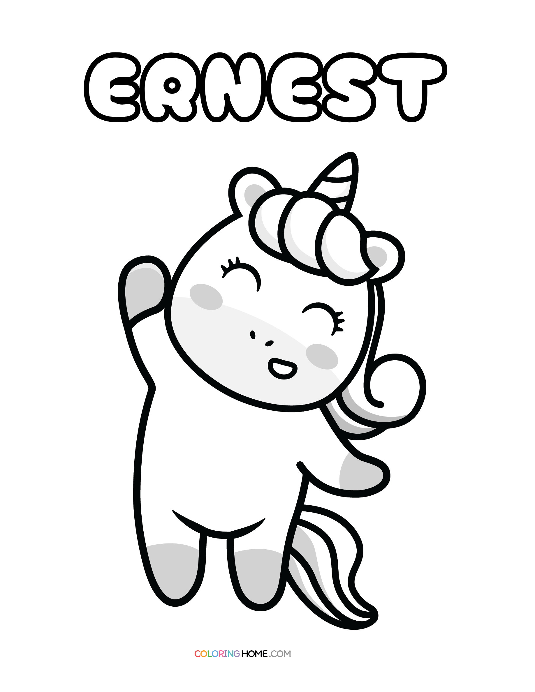 Ernest unicorn coloring page