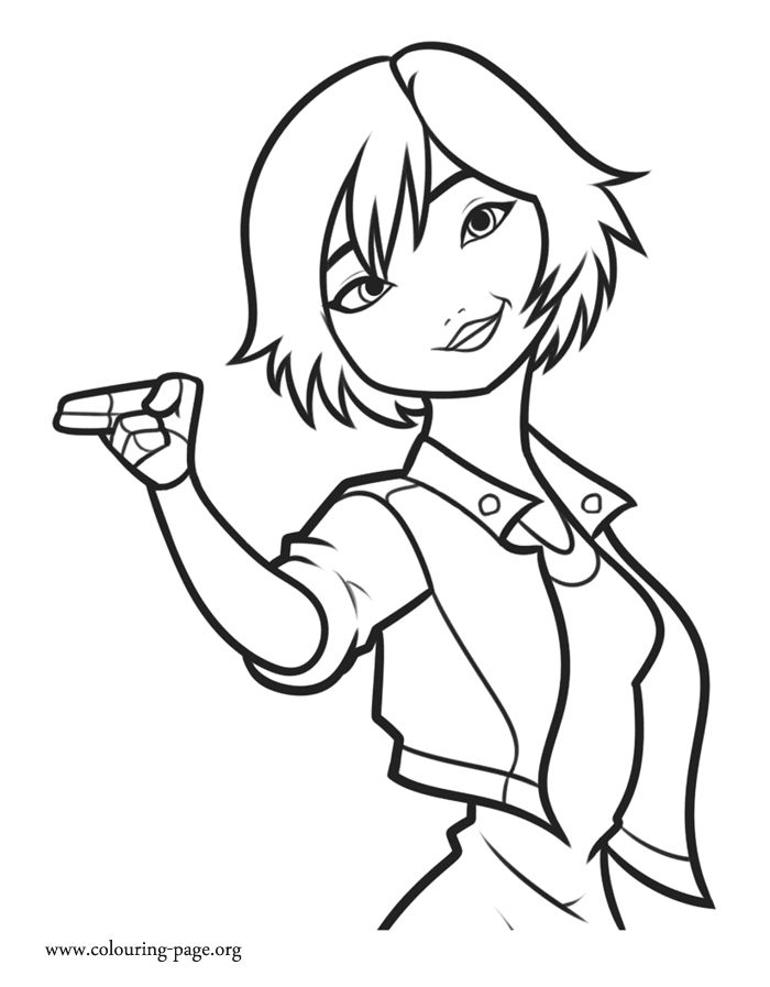 GoGo Tomago, a superheroine coloring page