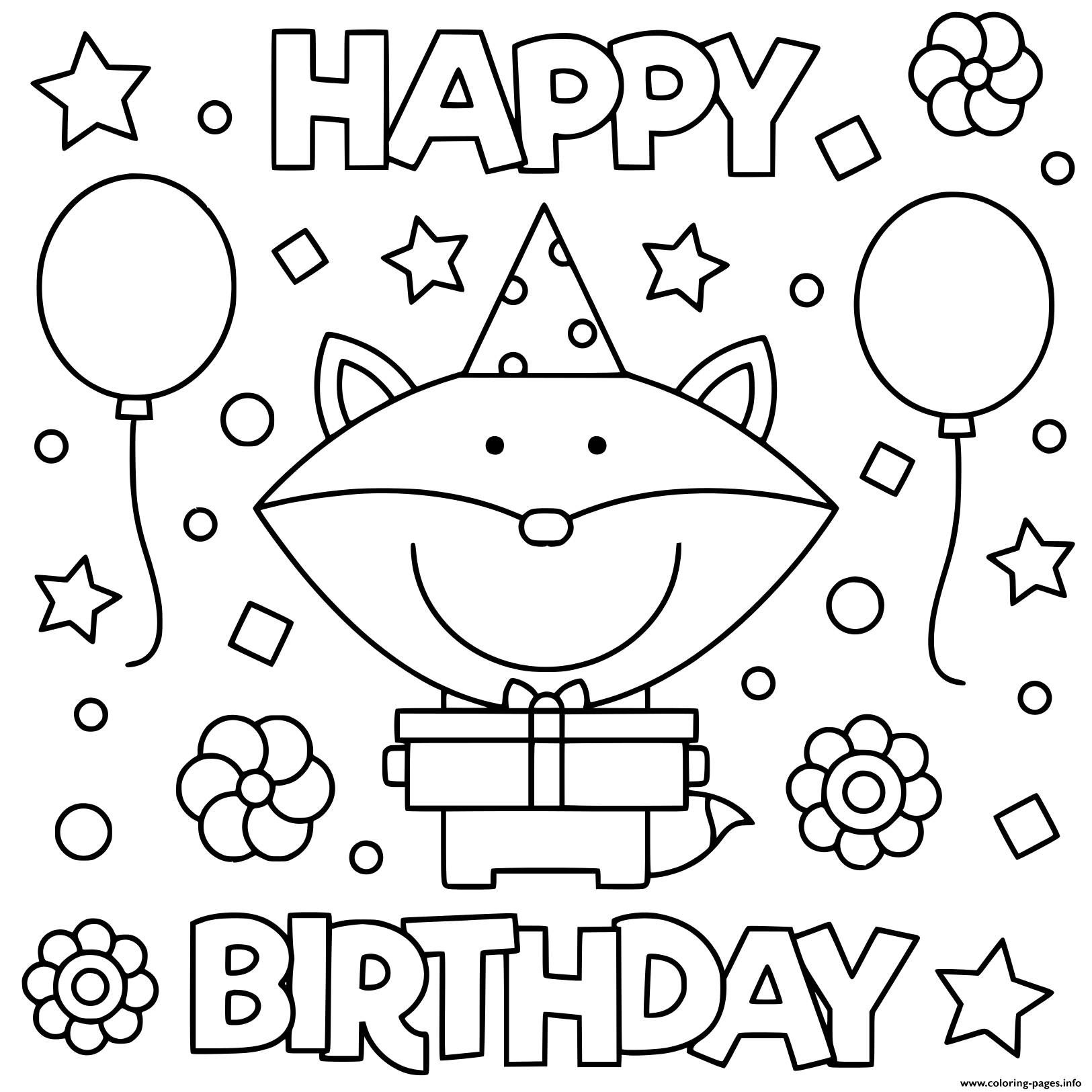 Happy Birthday Coloring Printable - Printable Templates