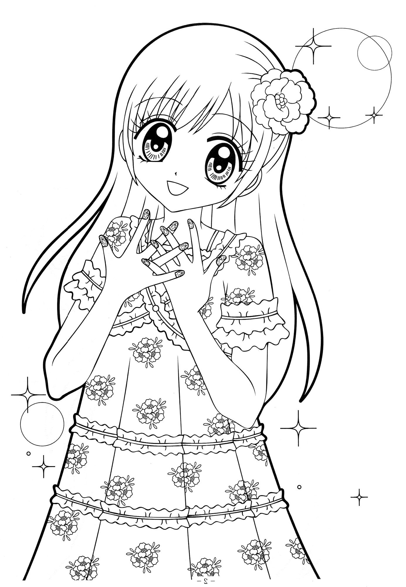 Cute Anime Girls Free Coloring Page