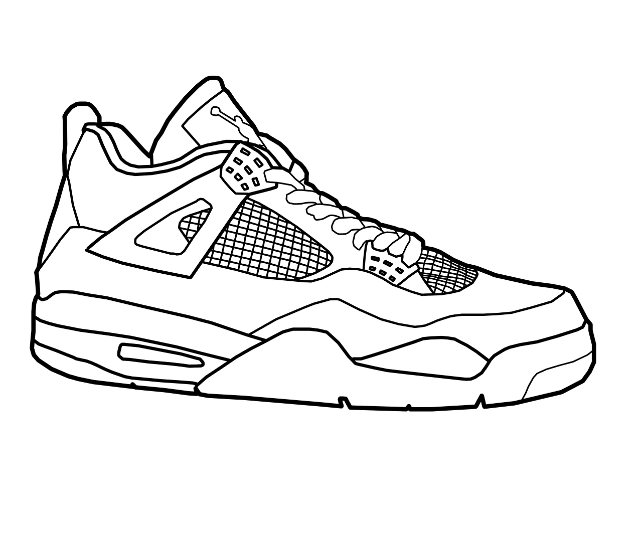 Jordan 4 Shoes Coloring Page Drawing Free Image Download - Coloring Home