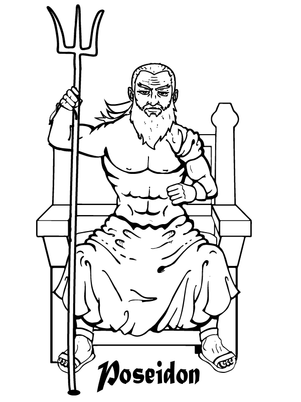 Poseidon Sitting On The Throne Coloring Page Printable Coloring Page ...