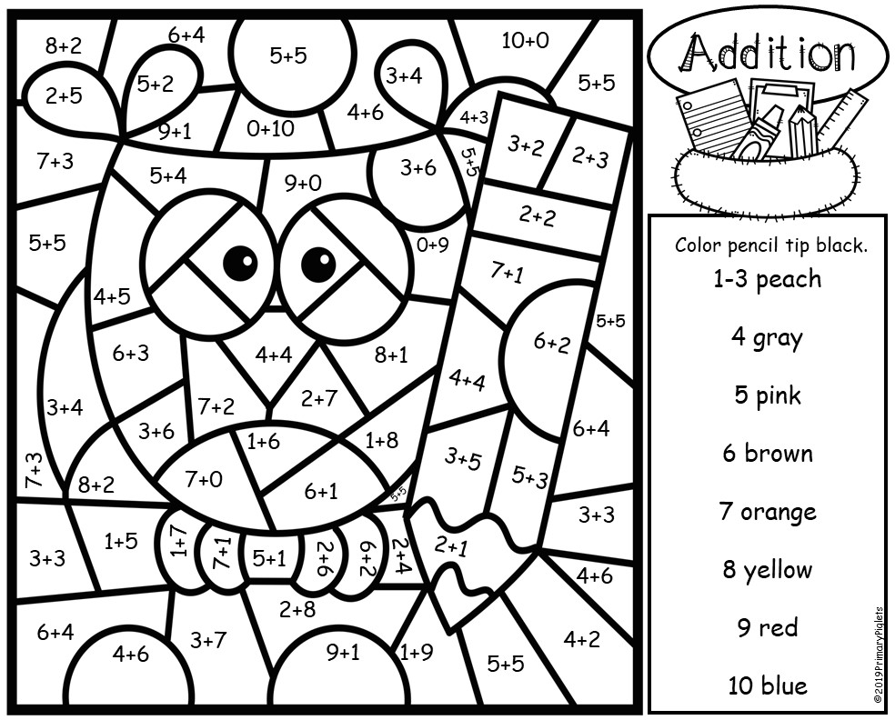 Color By Number Addition Coloring Pages - Coloring Home