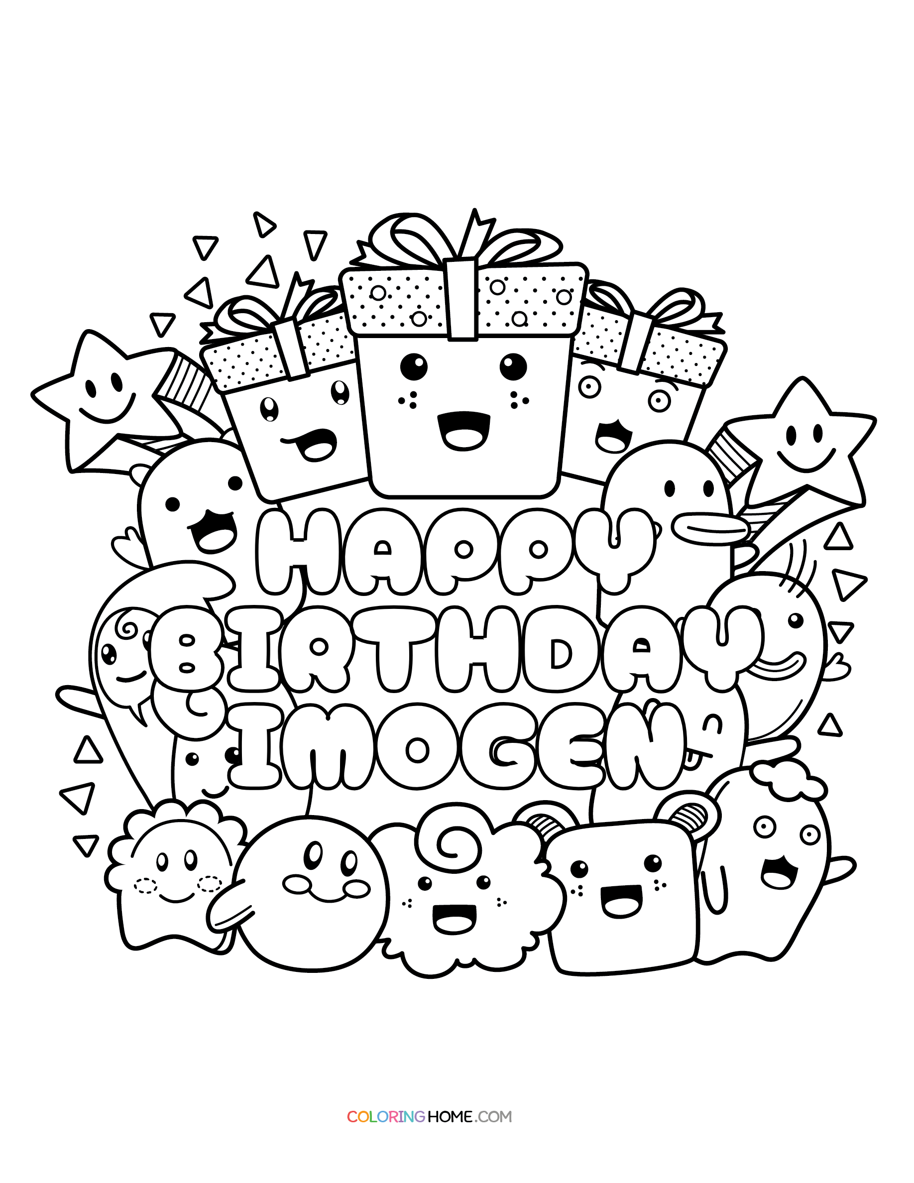 Happy Birthday Imogen coloring page