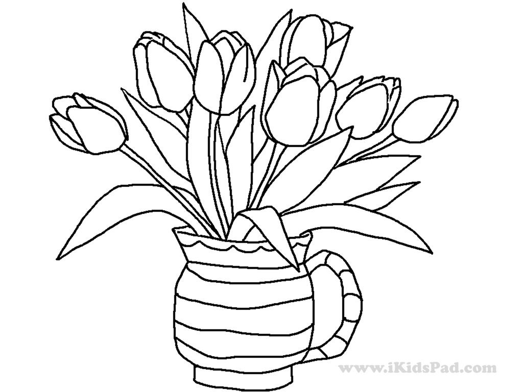 Vase And Flowers Coloring Page - Coloring Home