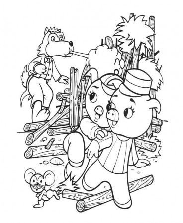 Three little pigs wolf coloring pages