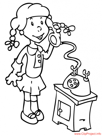 Color sheet girl speaking phone