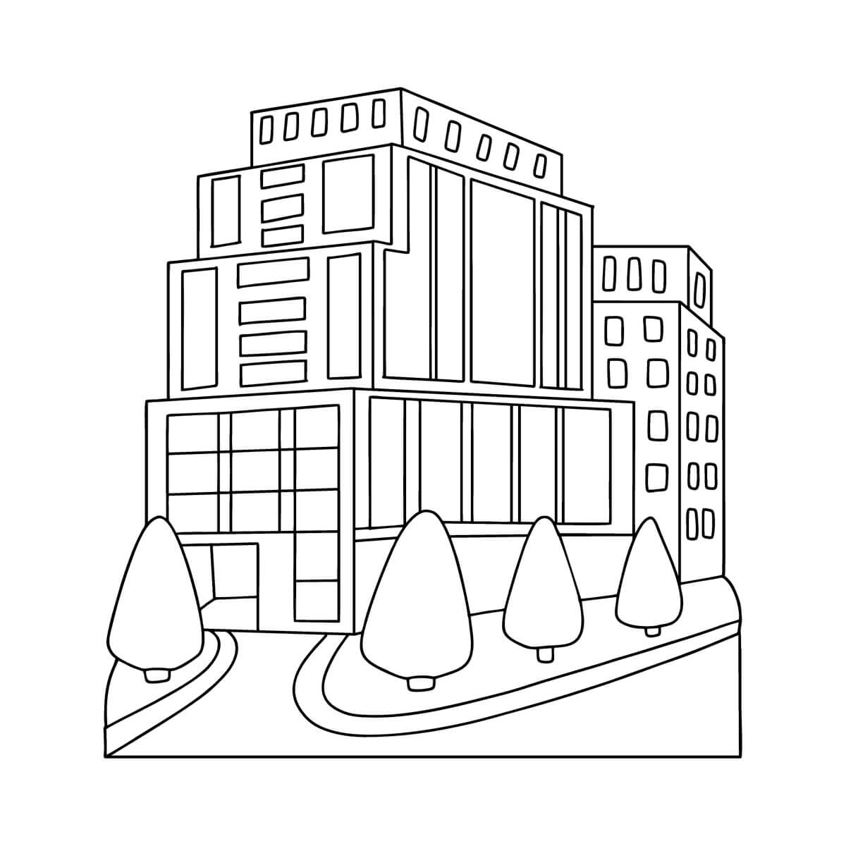 Edificio de Casas Modernas para colorear, imprimir e dibujar – ColoringLib