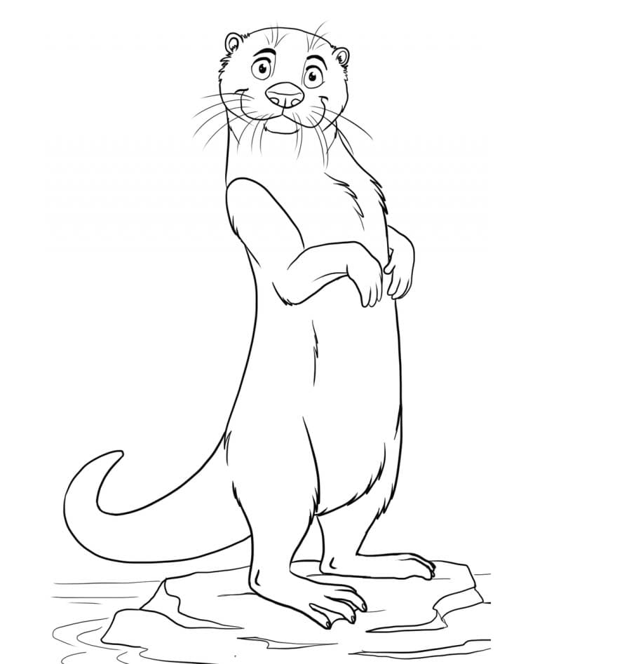 Smiling Otter Standing coloring page