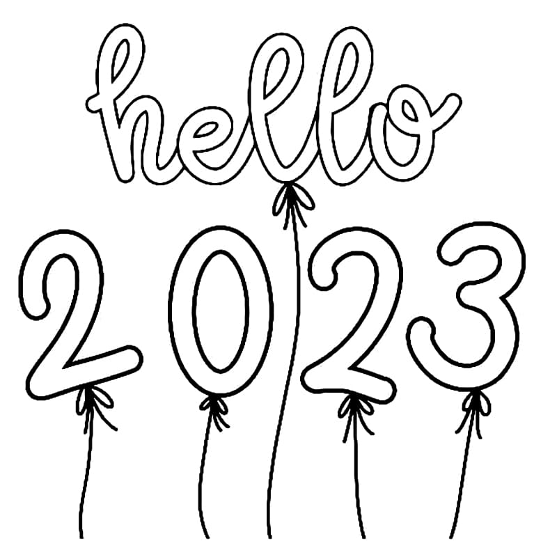 Hello Year 2023 coloring page