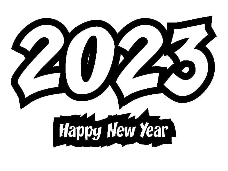 Print Happy New Year 2023 coloring page