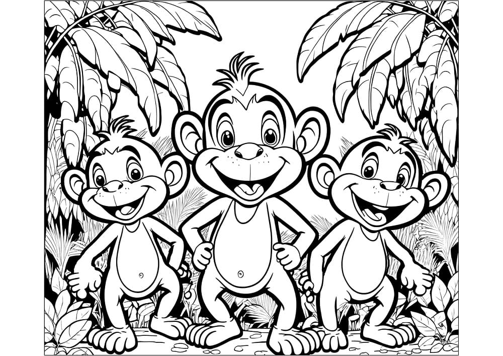 Happy Monkeys coloring page