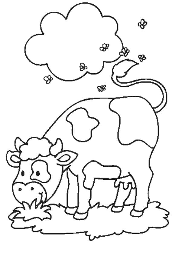 Cow is Eating Grass coloring page