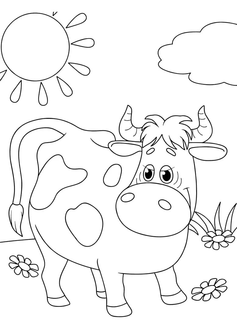 Cute Baby Cow coloring page