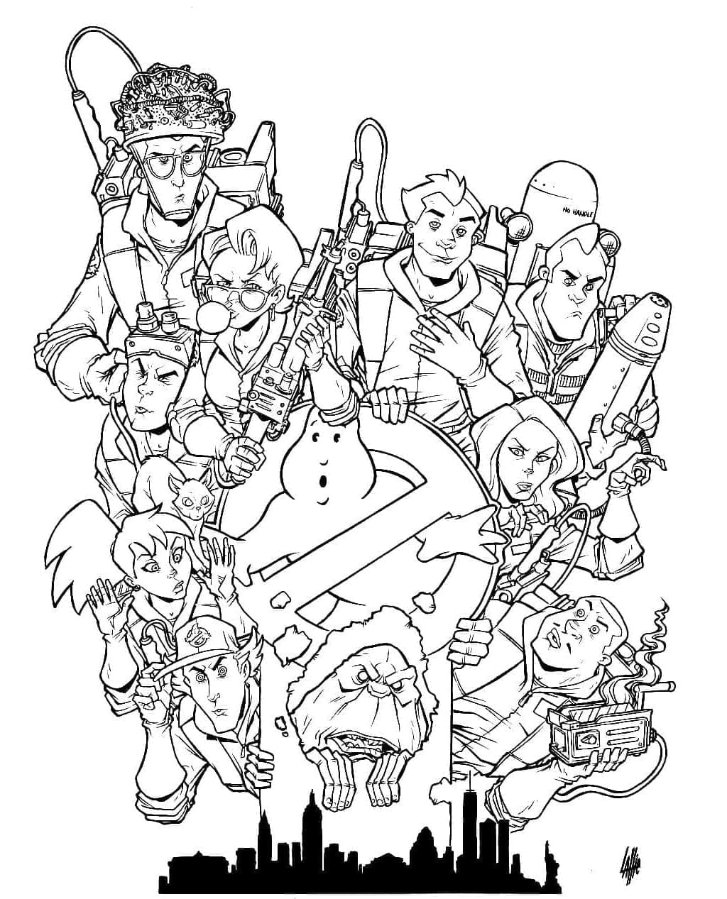 Drawing of Ghostbusters coloring page